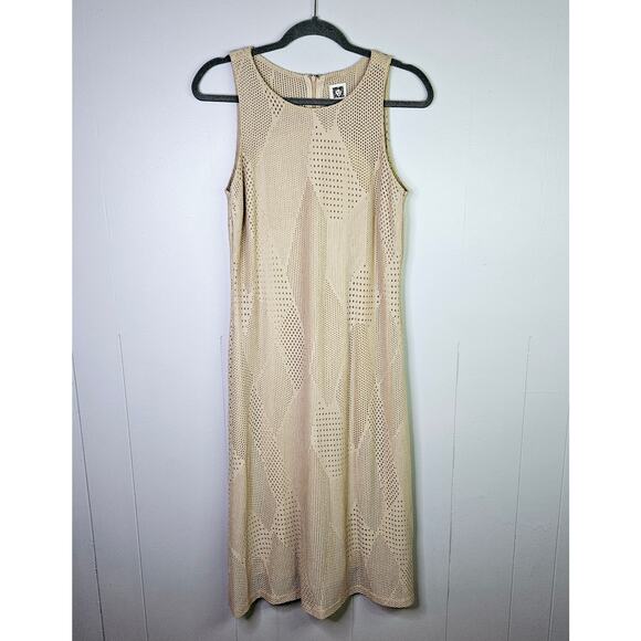 Anne Klein Beige Sleeveless Summer Beachy Vacation Dress Maxi Long Length 6 - Picture 1 of 11